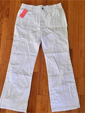 Women’s White Wide Leg Utility Jeans